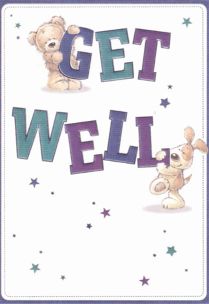 This card offers a gentle wave of encouragement, perfectly suited for Harold Hill's caring community spirit. The artwork is alive with playfulness: a soft-textured bear lounges atop the bold, gradient letters spelling 'GET,' shaded in vibrant amethyst and aqua reminiscent of the flowers found in Central Park Harold Hill. At its side, a lively puppy nestles along 'WELL,' drawn with expressive features and velvety ears that seem to invite a reassuring cuddle. Sprinkled throughout the design are delicate bursts of starlight in cool blues and purples, breathing magic and possibility into the moment, just as a thoughtfully arranged bouquet can do on a rainy afternoon in the area. The confident letters and airy layout create a feeling of open optimism, brought to life by the balance of tactile fur, lively expressions, and whimsical details. Each brushstroke speaks of heartfelt care and the kind of empathetic craftsmanship found at Harold Hill Florist, making this get well card more than a message-it's a source of comfort and hope to anyone in need.